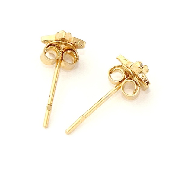 Vintage Star Stud Earrings Gold Plated with Rhinestone Small / Mini Studs - Picture 3 of 3